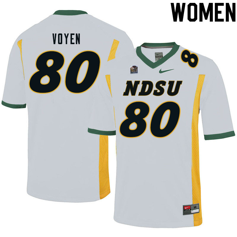 Women #80 Andy Voyen North Dakota State Bison College Football Jerseys Sale-White